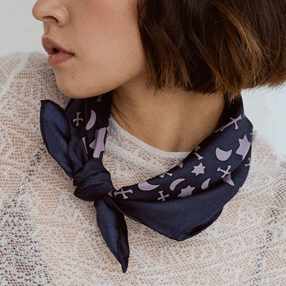 "Lexicon" Silk Bandana - LOST PATTERN Silk Square Scarf