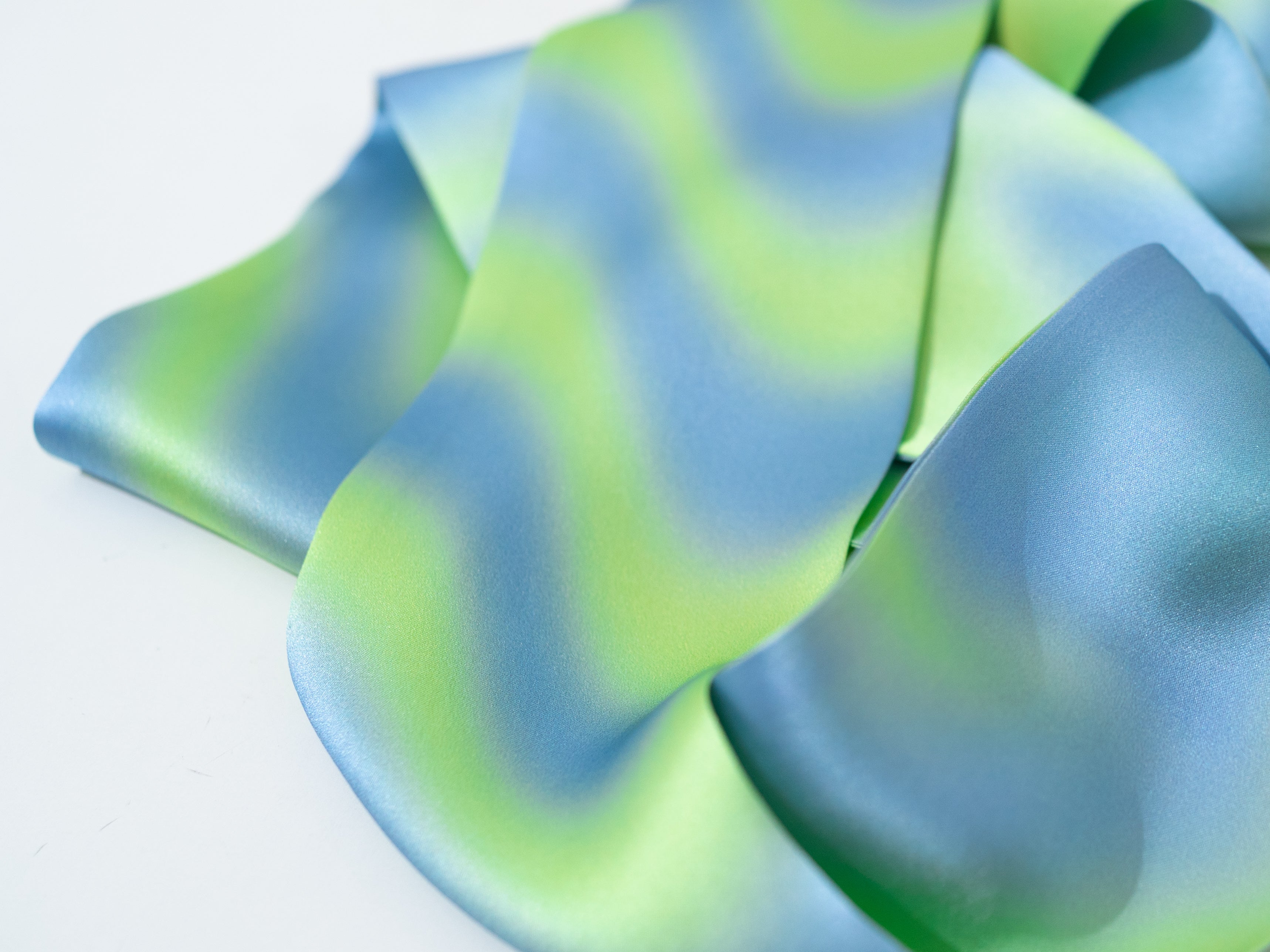 "Day Dream" Silk Neck Scarf - Green - LOST PATTERN Silk Skinny Scarf