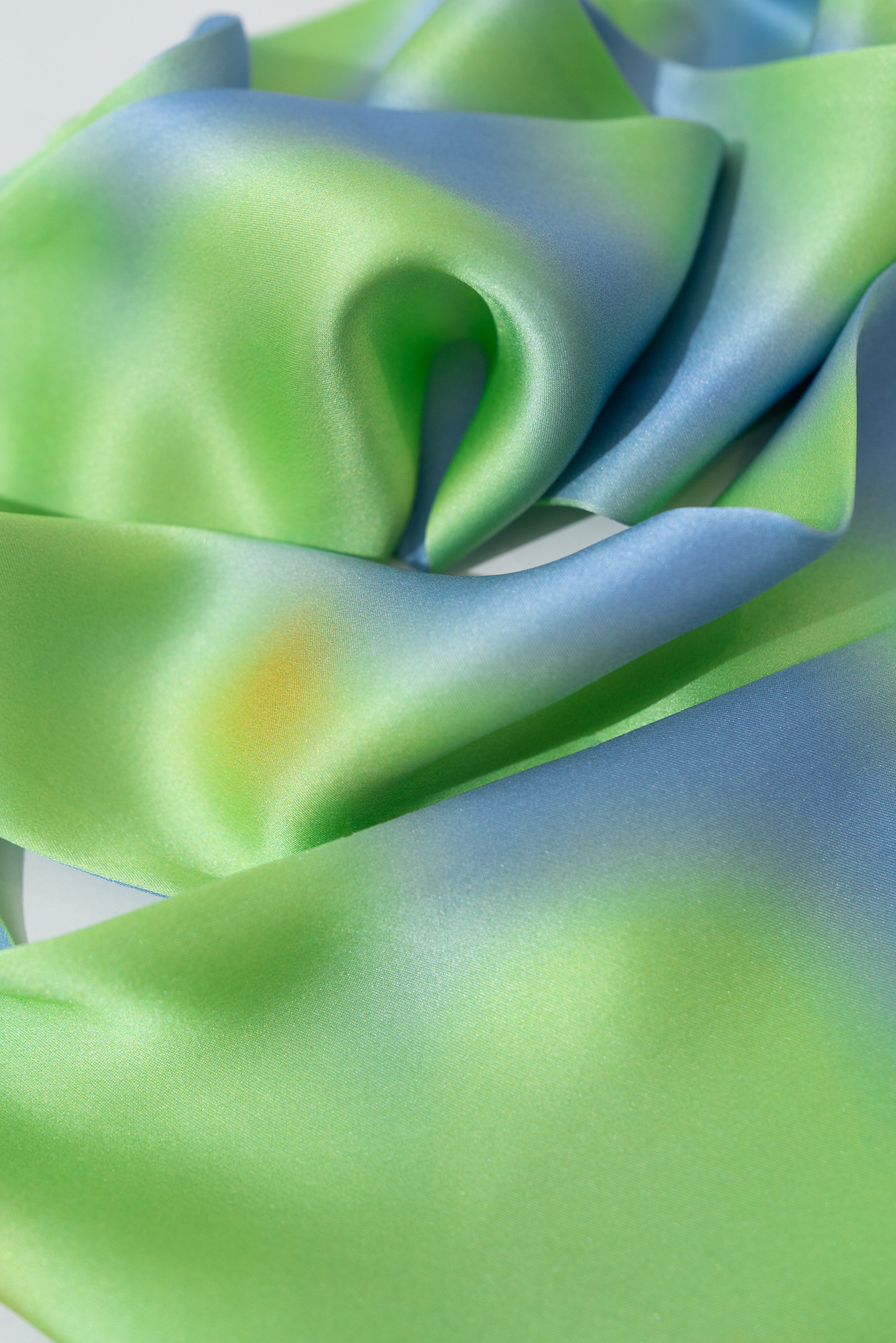 "Day Dream" Silk Neck Scarf - Green - LOST PATTERN Silk Skinny Scarf