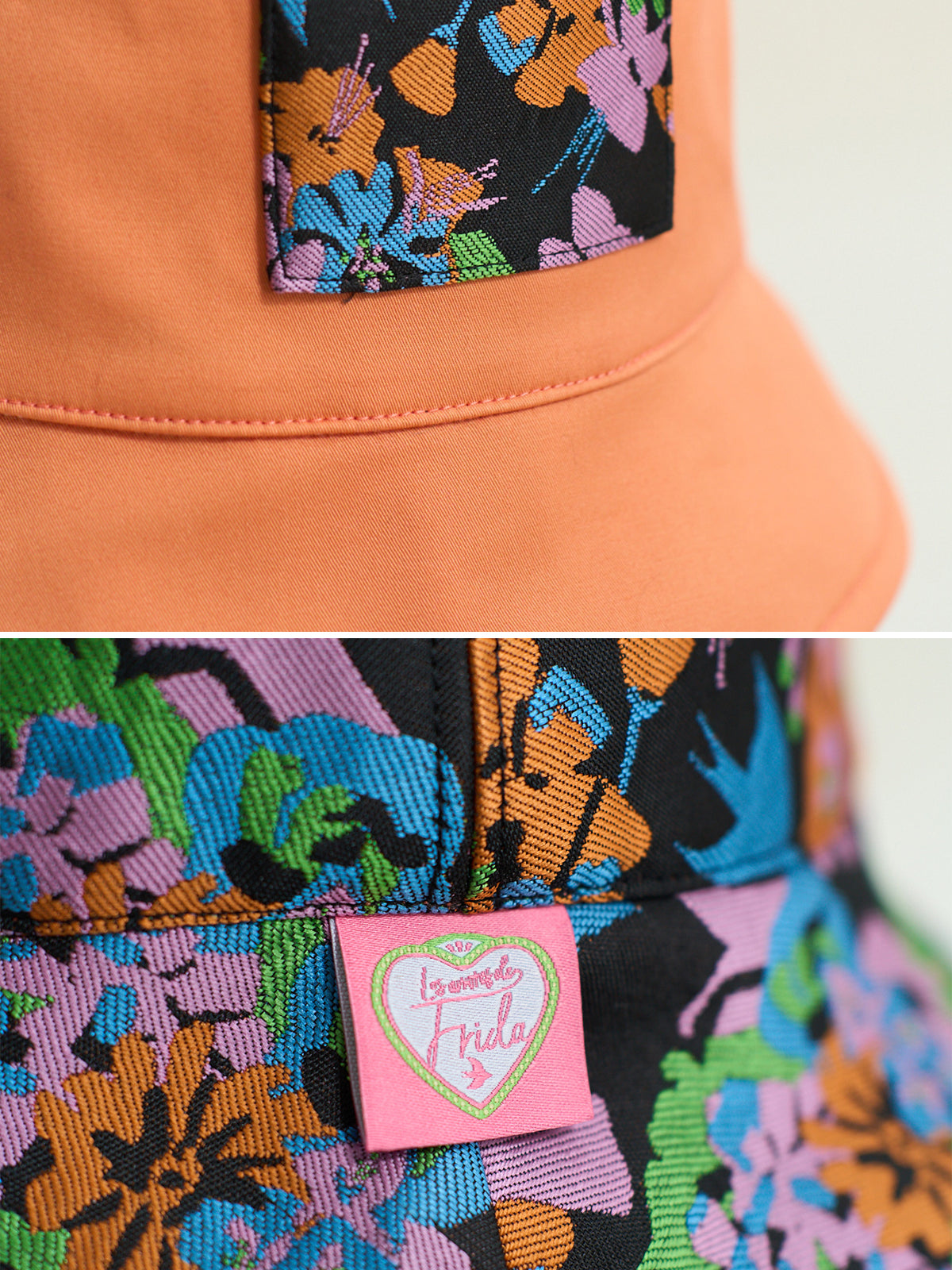 FRIDA X LOST PATTERN "Frida's Garden" Jacquard Reversible Bucket Hat - Salmon - LOST PATTERN Hats