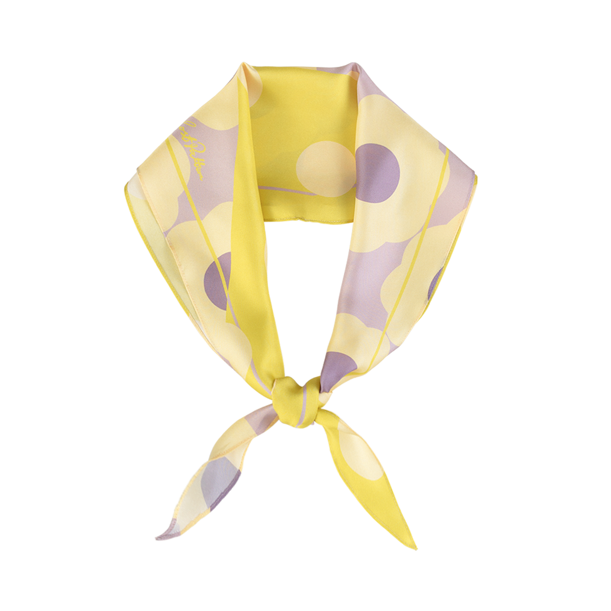 "Polka Dot" Silk Diamond Neckerchief - Yellow - Yellow - LOST PATTERN Silk Bandana