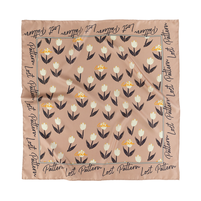 Tulip Floral Silk Bandana Scarf  Silk Head Scarf - Brown – LOST PATTERN