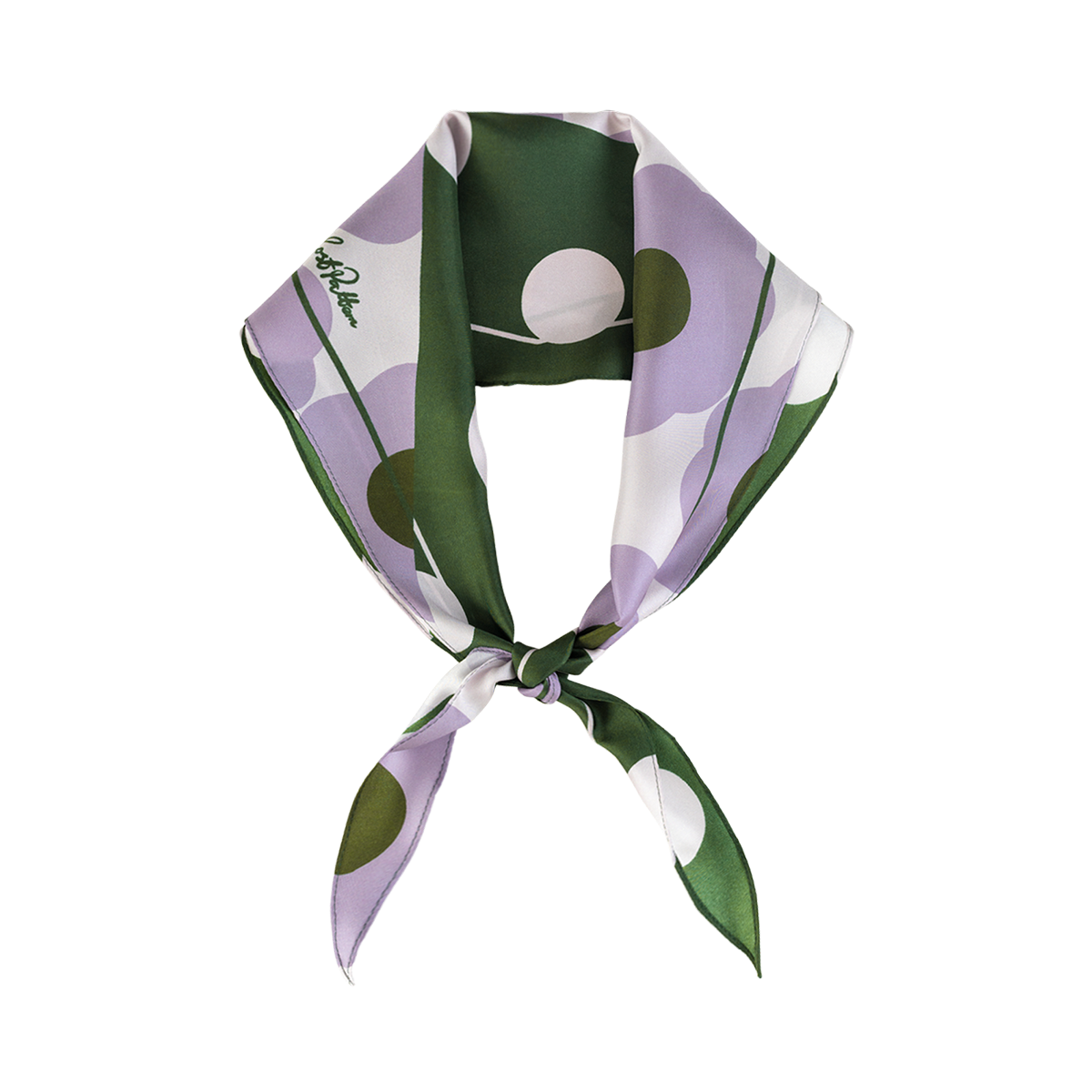 "Polka Dot" Silk Diamond Neckerchief - Dark Green - Dark Green - LOST PATTERN Silk Bandana