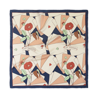 "Camellia" Silk Bandana Scarf - Dark Blue