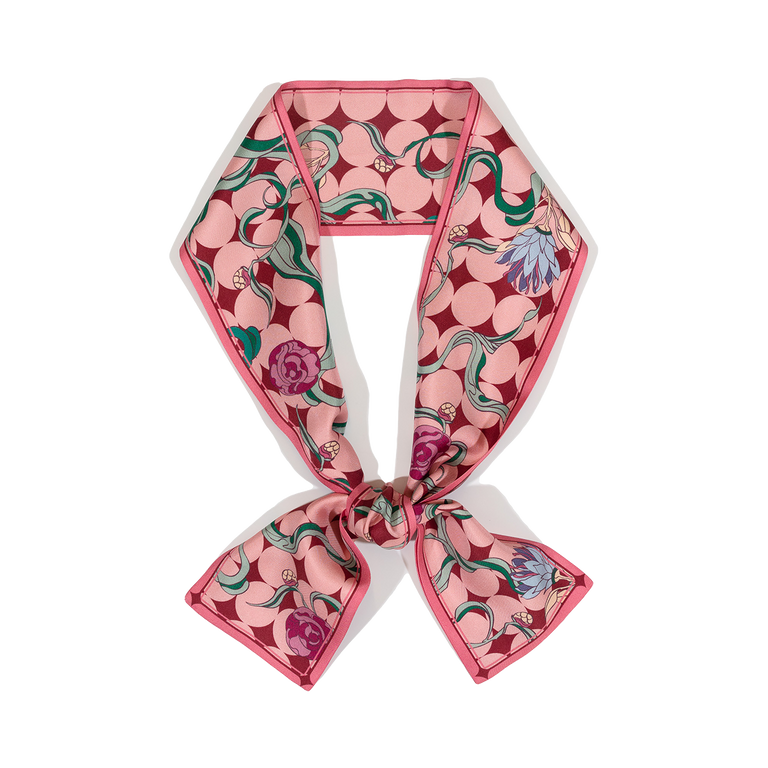 Japanese Floral Print Twilly Scarf, Neck Bow, Neck Tie