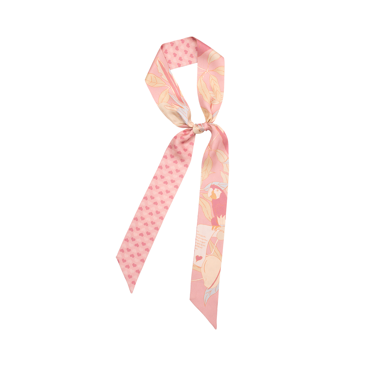 "El Amor" Silk Twilly Neck Bow - Pink - Pink - LOST PATTERN Silk Skinny Scarf
