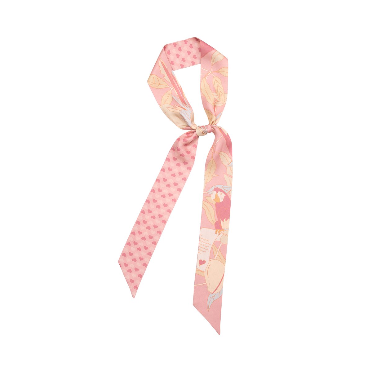 "El Amor" Silk Twill Neck Bow - Pink - Pink - LOST PATTERN Silk Skinny Scarf