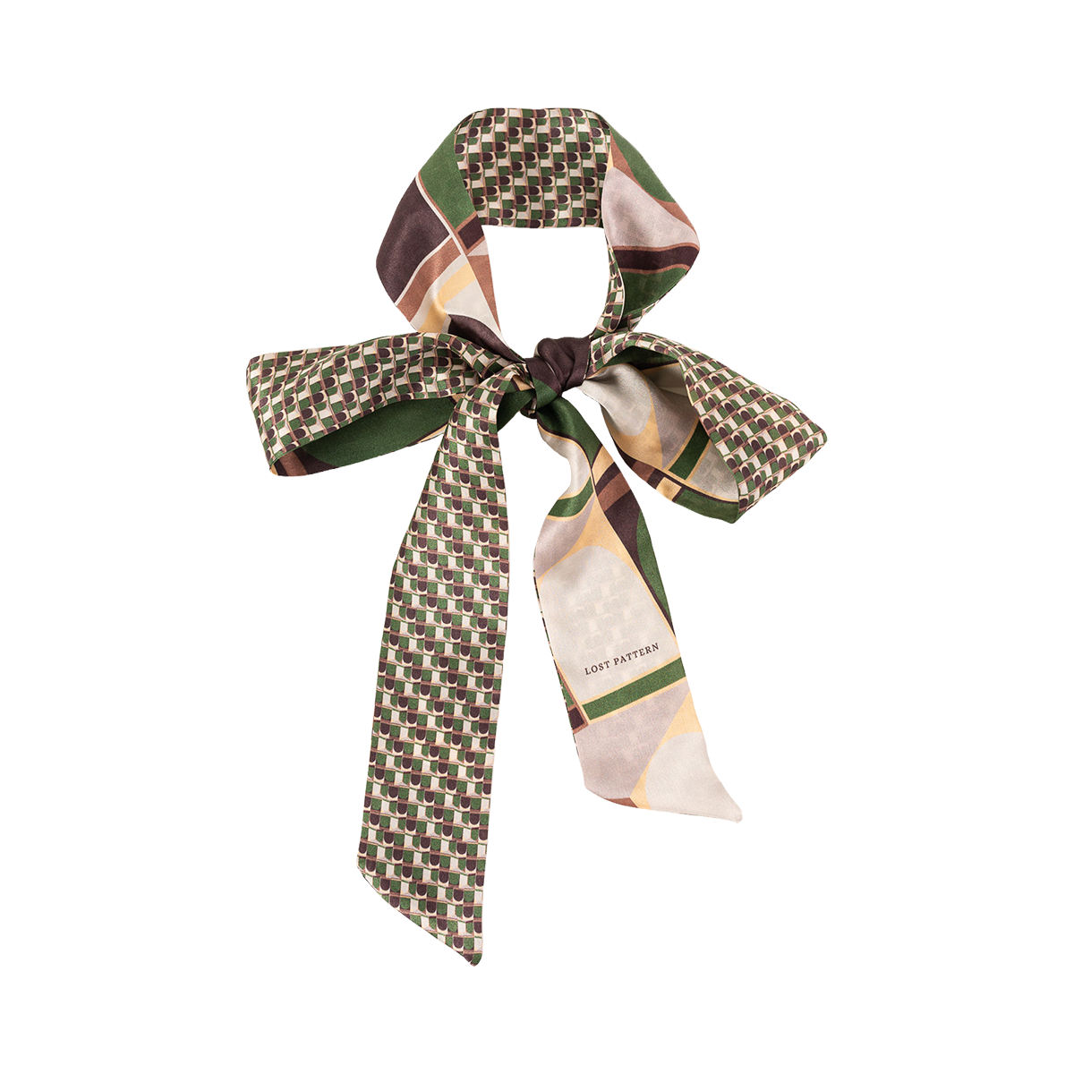 "Modular" Silk Skinny Scarf - Green - Green - LOST PATTERN Silk Skinny Scarf