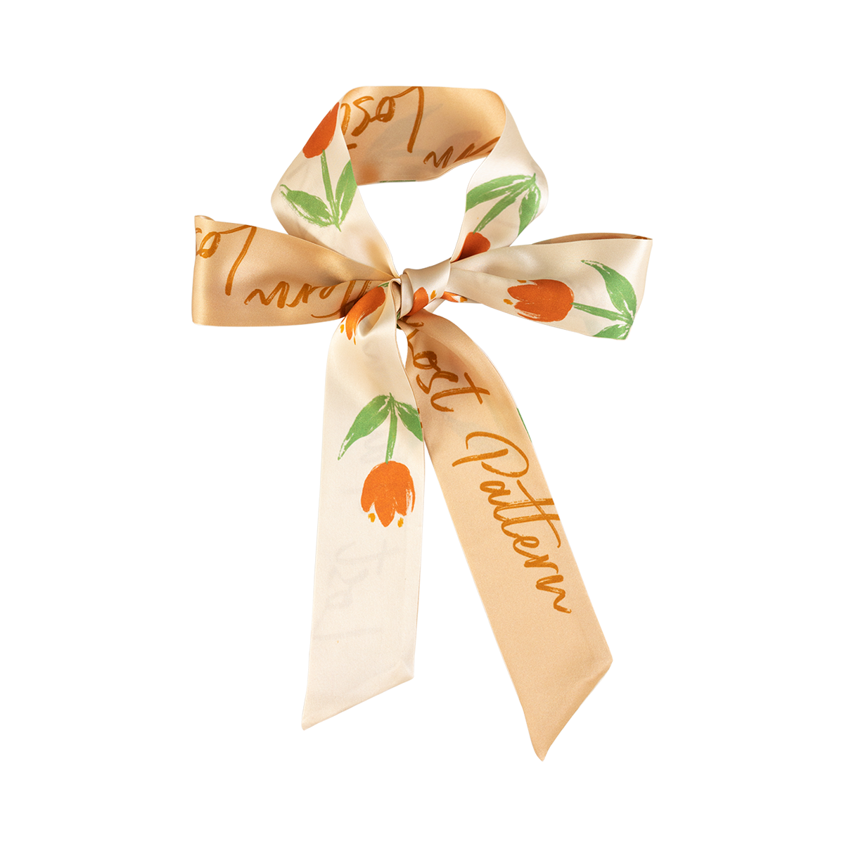 "Tulip" Silk Skinny Scarf - Apricot - Apricot - LOST PATTERN Silk Skinny Scarf