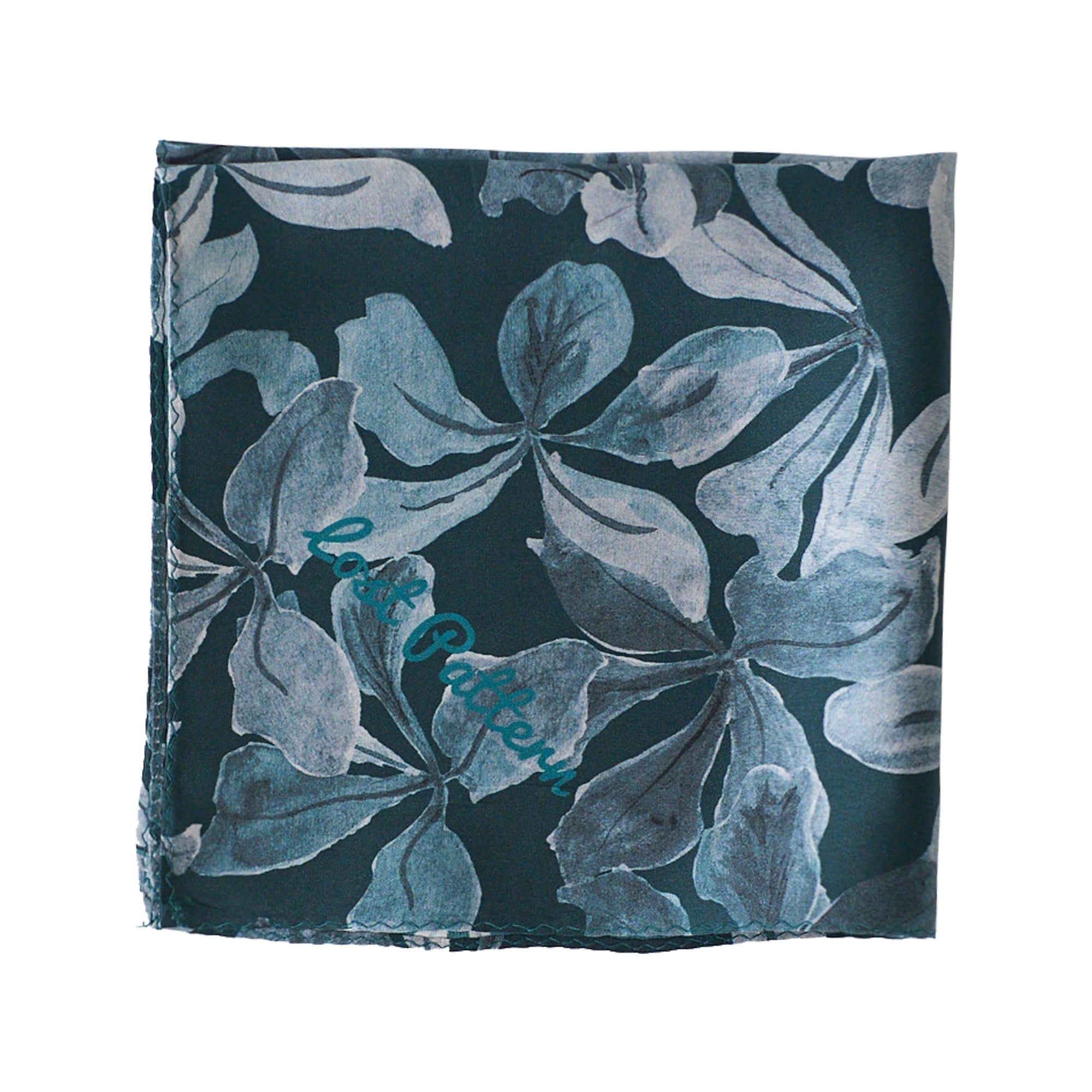 "Blue Petals" Silk Pocket Square - LOST PATTERN Silk Pocket Square