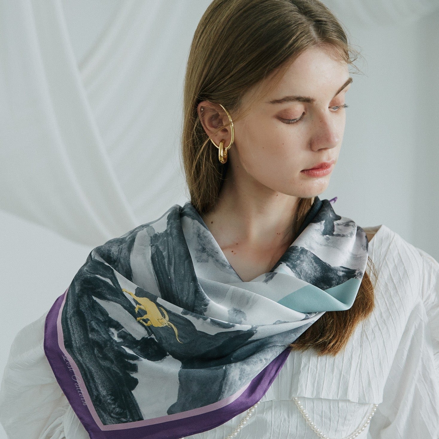 "Himalaya" Large Silk Scarf - LOST PATTERN Silk Square Scarf