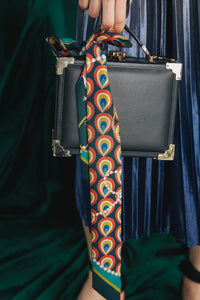 "Peacock" Silk Twilly Neck Bow
