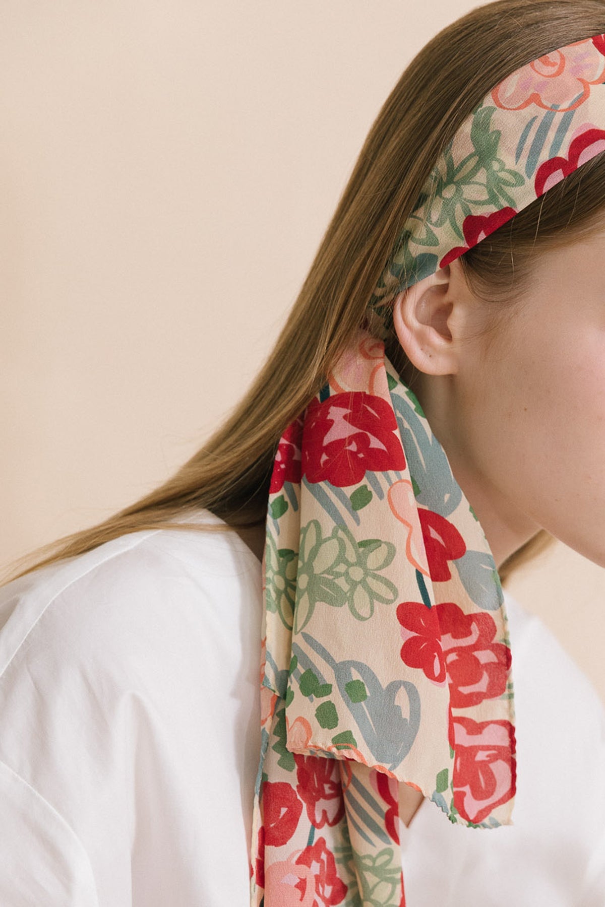 "Garden Chic" Silk Crepe Scarf - Floral - LOST PATTERN Silk Bandana