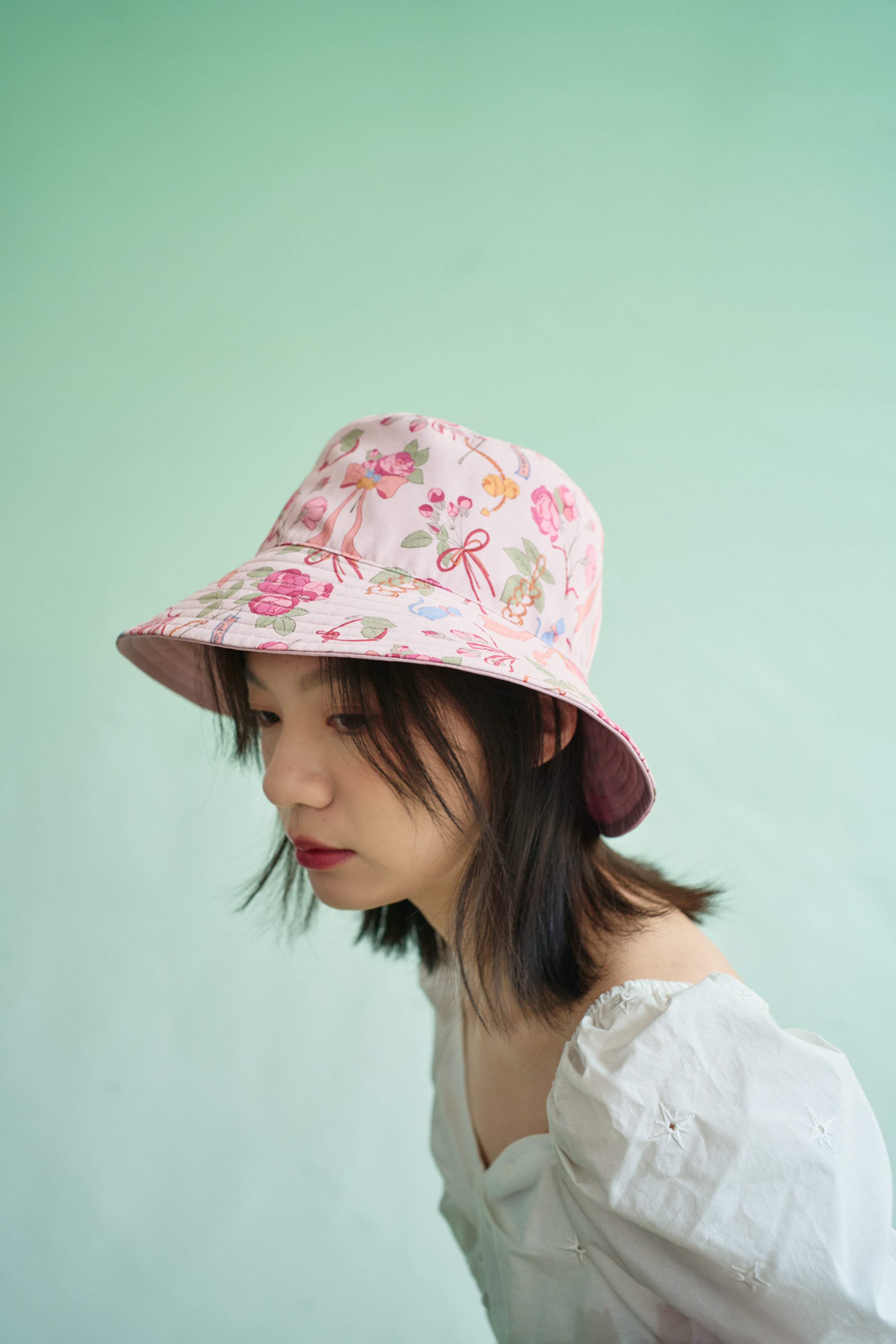 “Love Kitty” Embroidered Reversible Bucket Hat - LOST PATTERN Hats