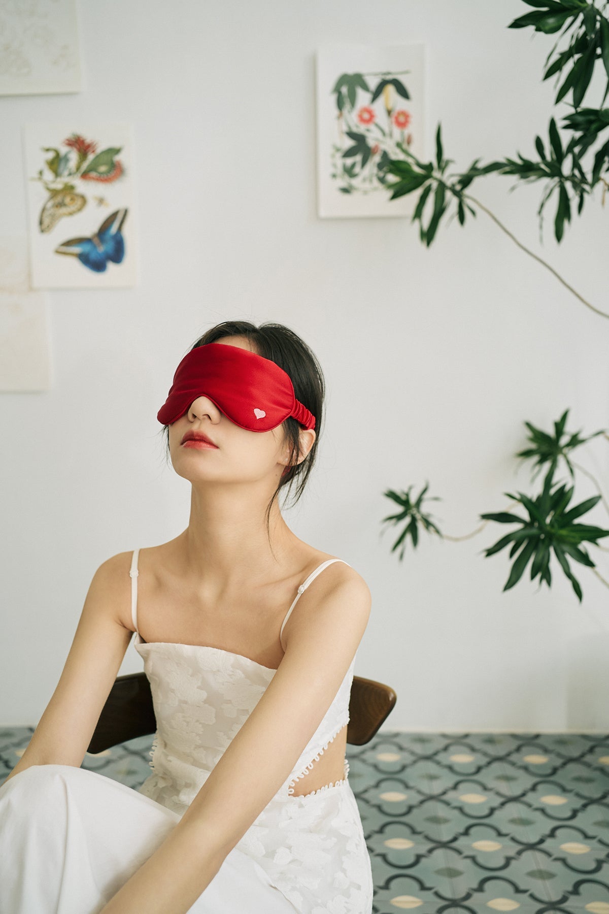 “Love Heart” Silk Sleep Eye Mask - Red - LOST PATTERN Eye Masks