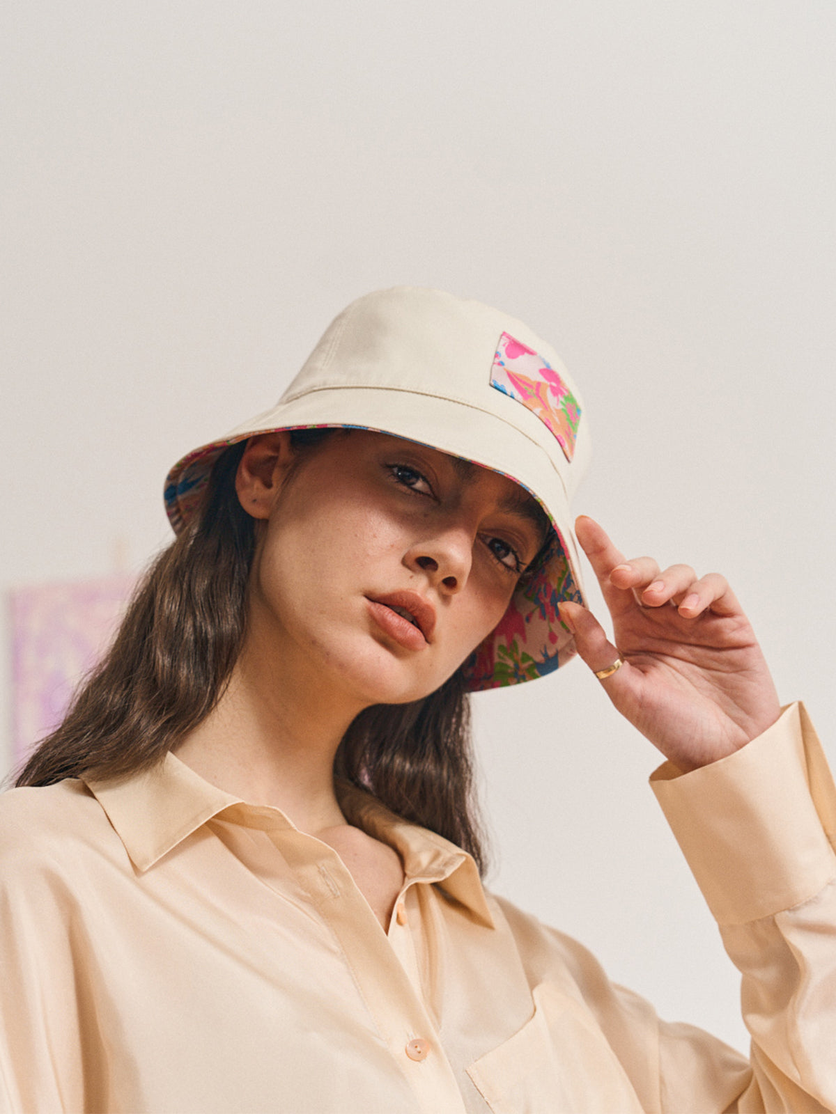 FRIDA X LOST PATTERN "Frida's Garden" Jacquard Reversible Bucket Hat - White - LOST PATTERN Hats