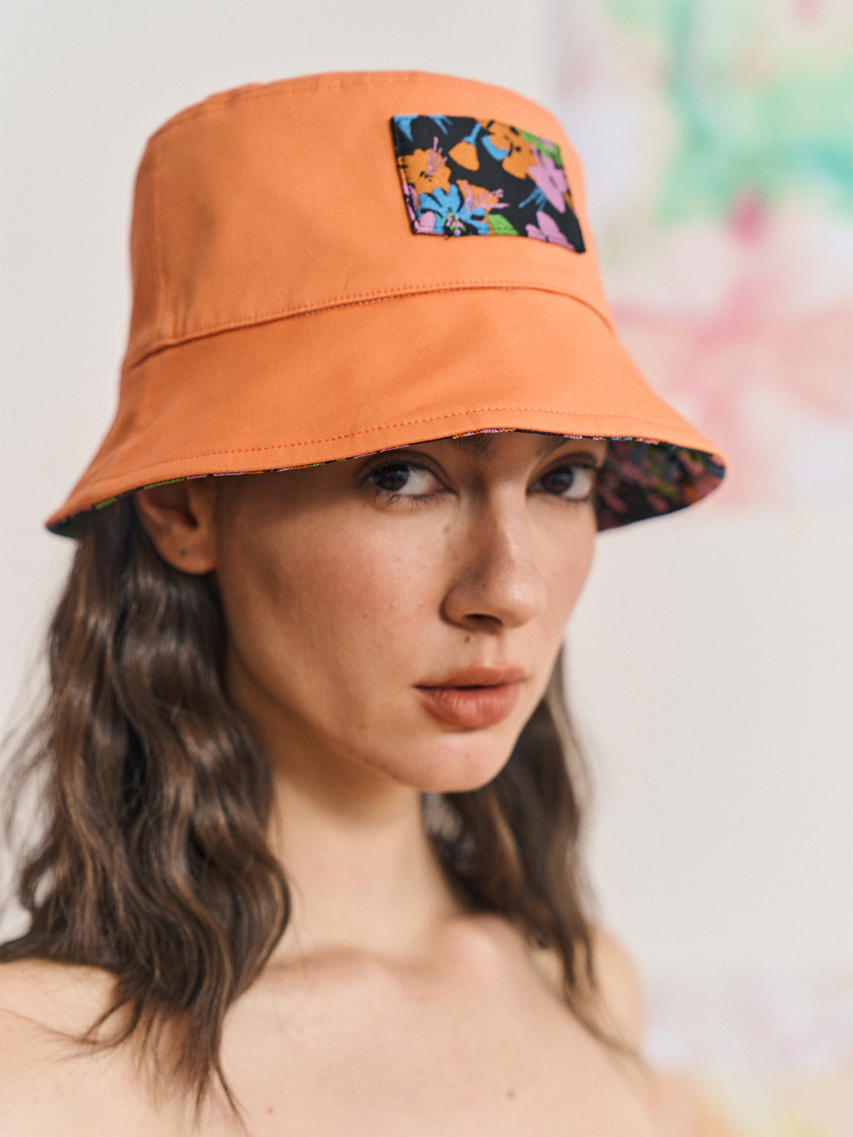 FRIDA X LOST PATTERN "Frida's Garden" Jacquard Reversible Bucket Hat - Salmon - LOST PATTERN Hats