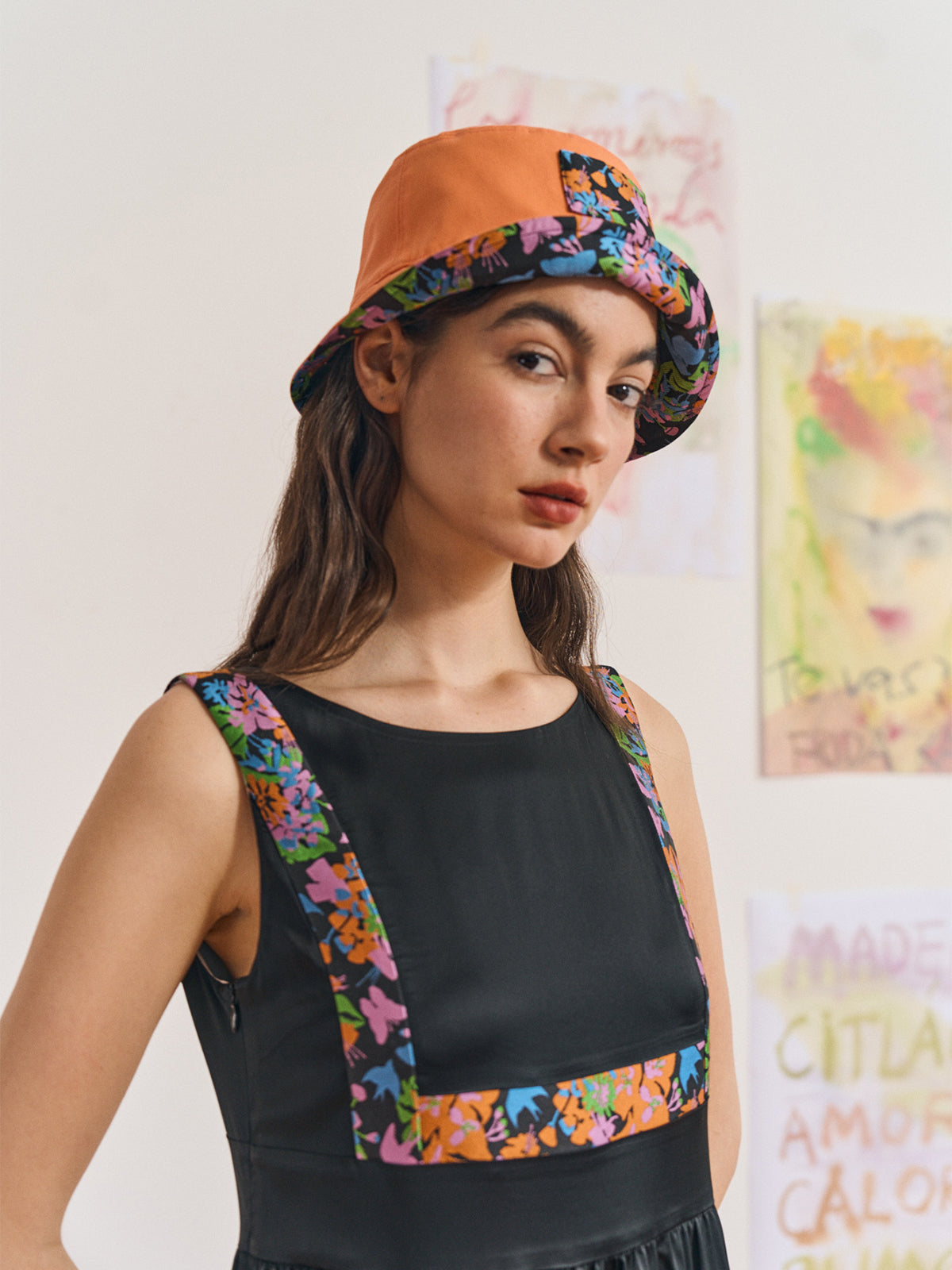 FRIDA X LOST PATTERN "Frida's Garden" Jacquard Reversible Bucket Hat - Salmon - LOST PATTERN Hats