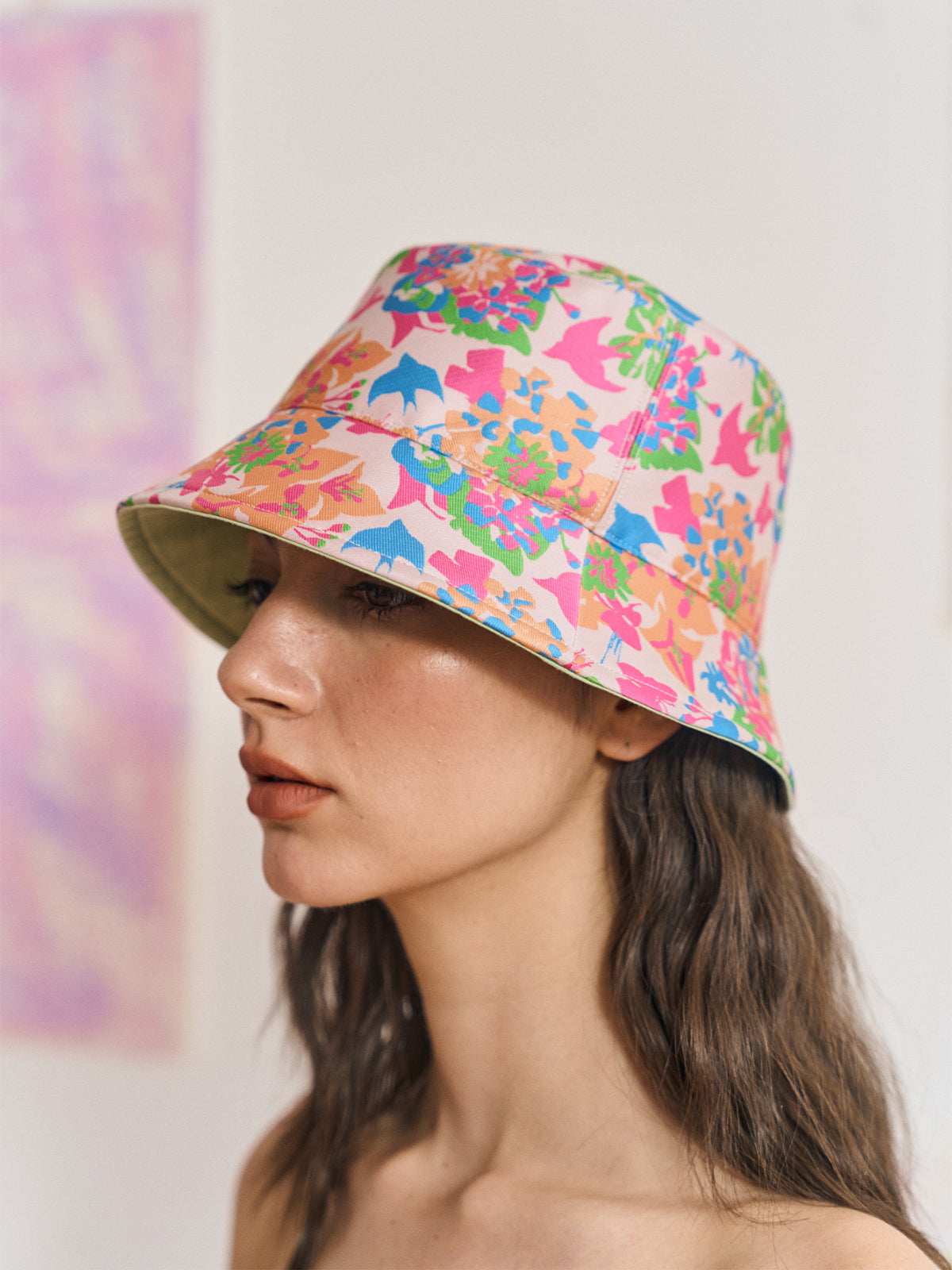 FRIDA X LOST PATTERN "Frida's Garden" Jacquard Reversible Bucket Hat - Green - LOST PATTERN Hats