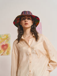FRIDA x LOST PATTERN "Frida's Garden" Cotton Reversible Sun Hat - Green