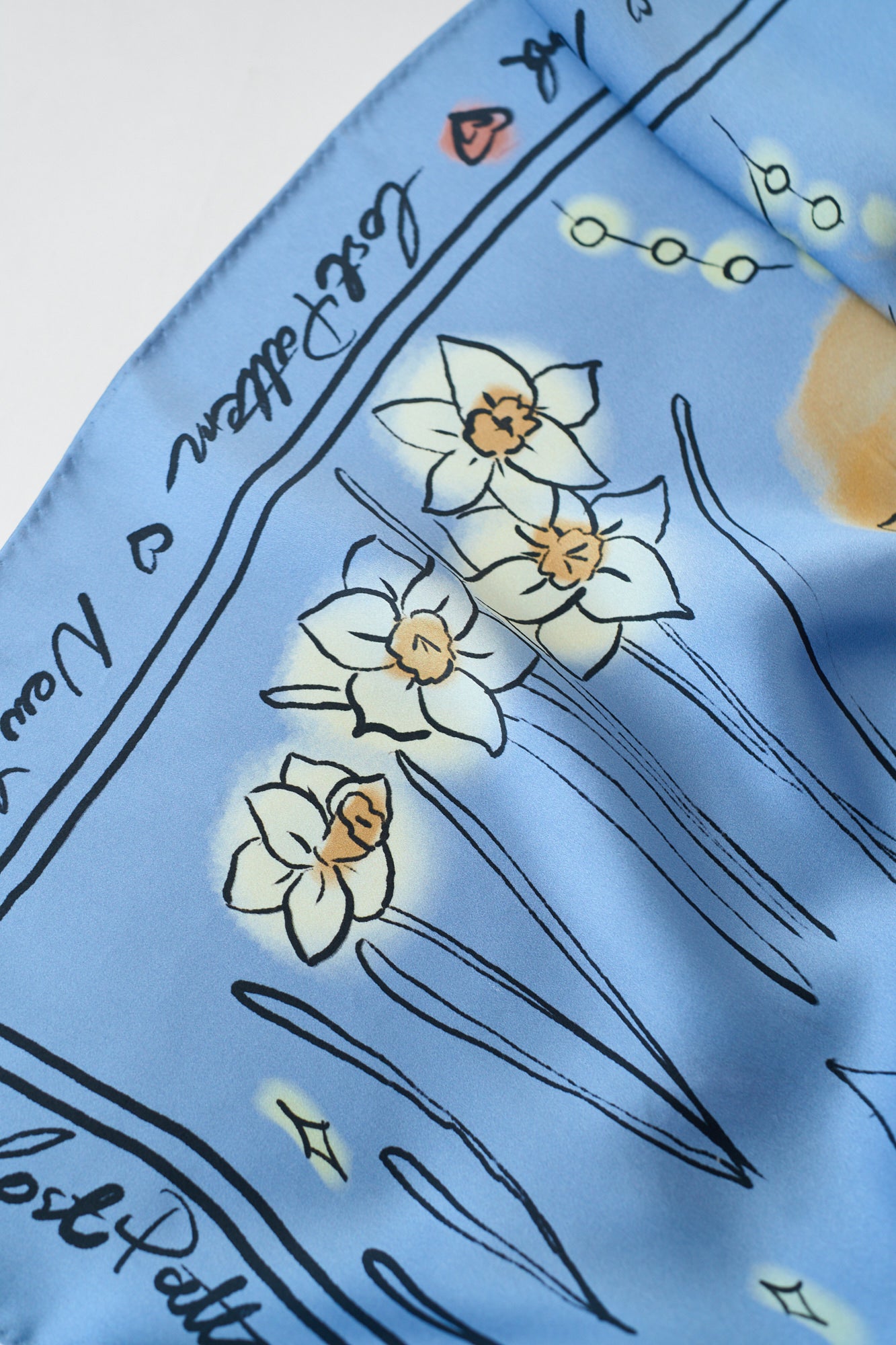 "New York in Sketches" Silk Scarf - Blue - LOST PATTERN Silk Square Scarf