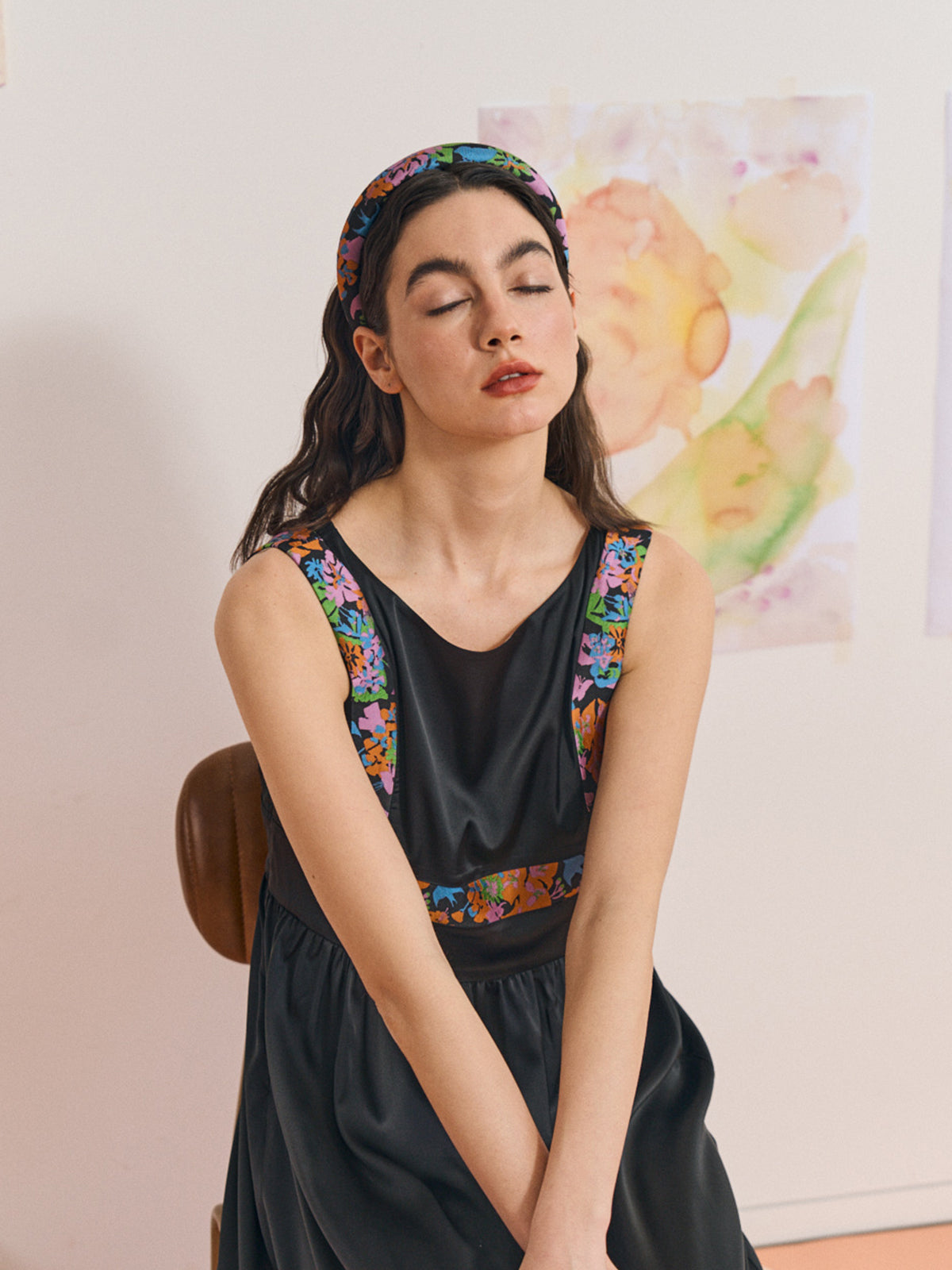 FRIDA x LOST PATTERN "Frida's Garden" Jacquard Hairband - Black - LOST PATTERN Hair Accessories