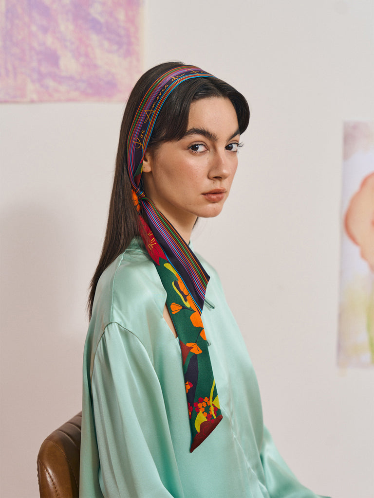 Designer silk scarf, twilly, bandana, shawl for neck, head, hair & all ...