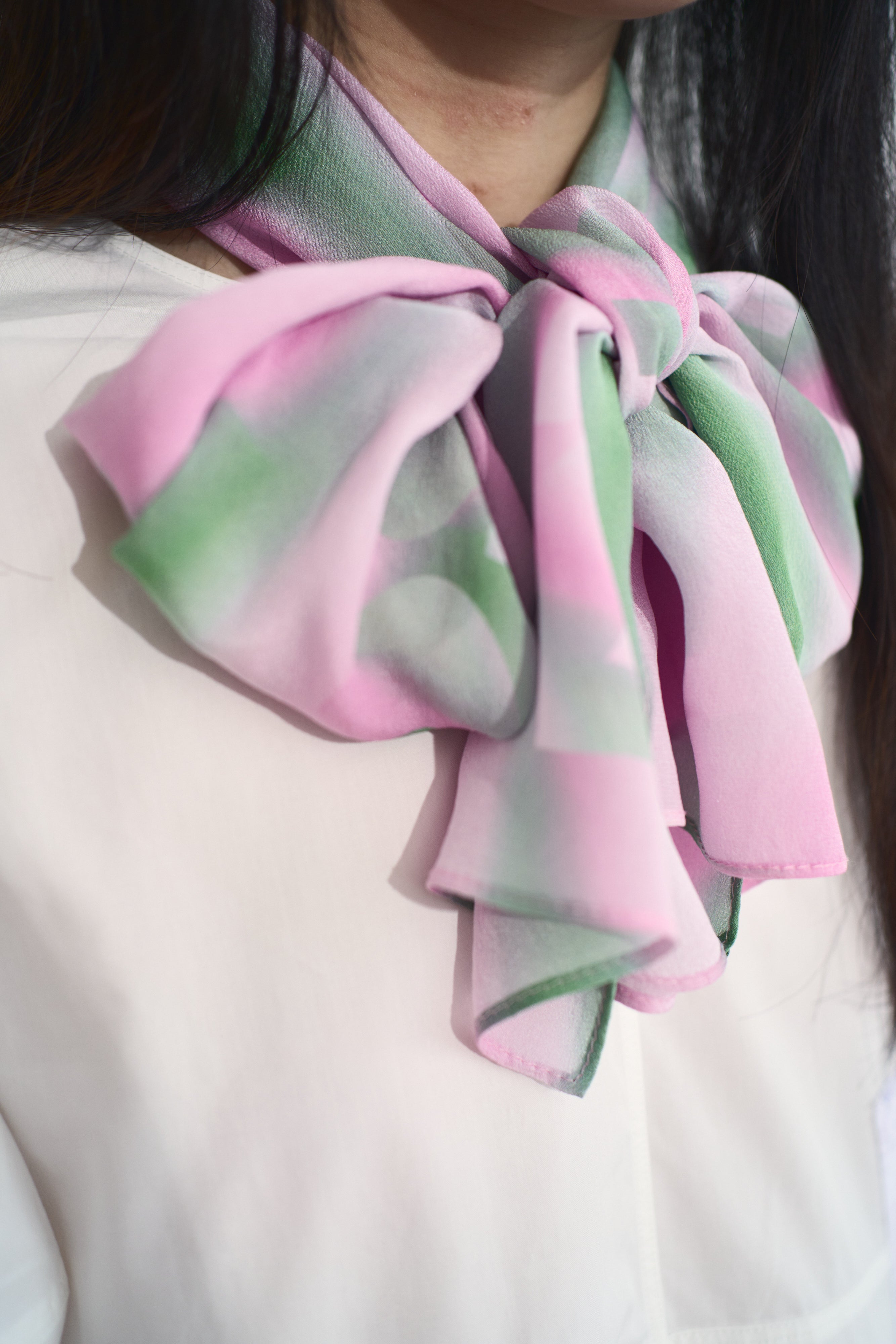 "Day Dream" Silk Long Scarf - Pink - LOST PATTERN Silk Shawl