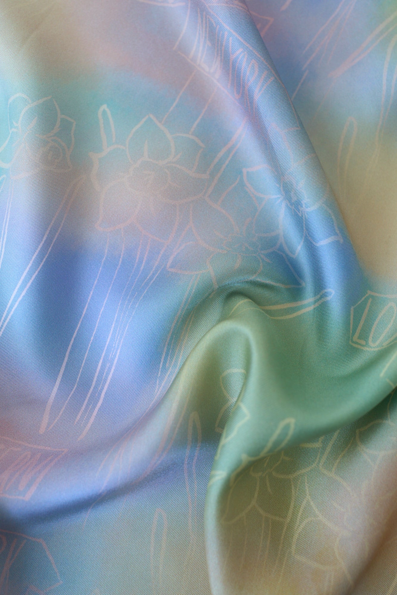 "Brooklyn" Triangle Silk Scarf - Pink & Blue - LOST PATTERN Silk Bandana