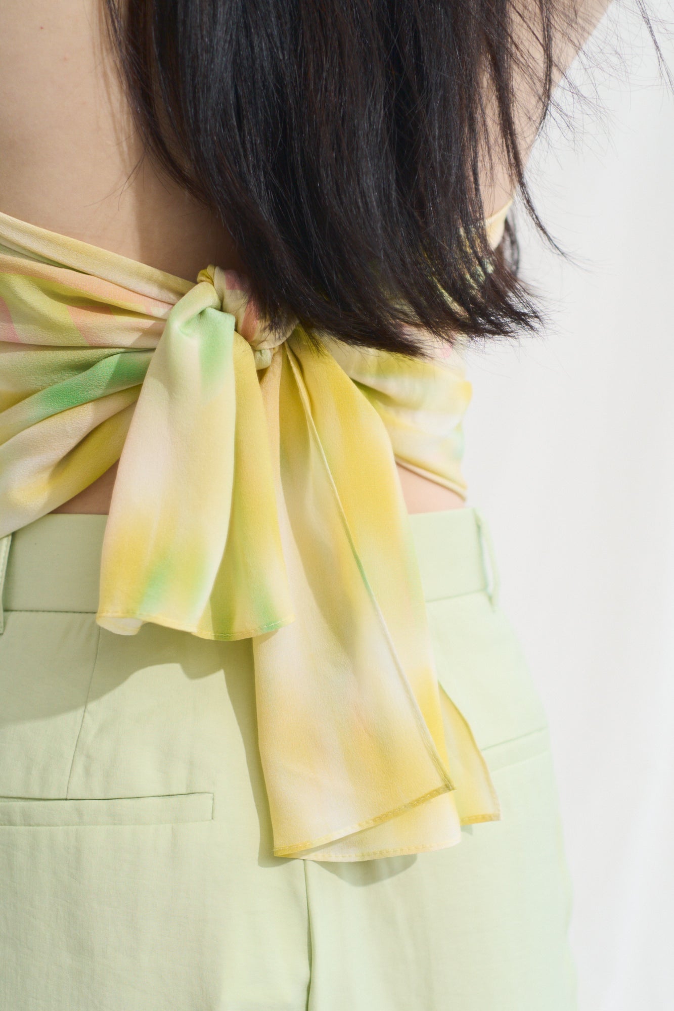 “Day Dream” Silk Long Scarf - Yellow - LOST PATTERN