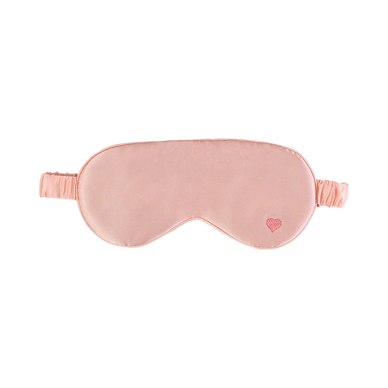 “Love Heart” Silk Sleep Eye Mask - Pink - Pink - LOST PATTERN Eye Masks