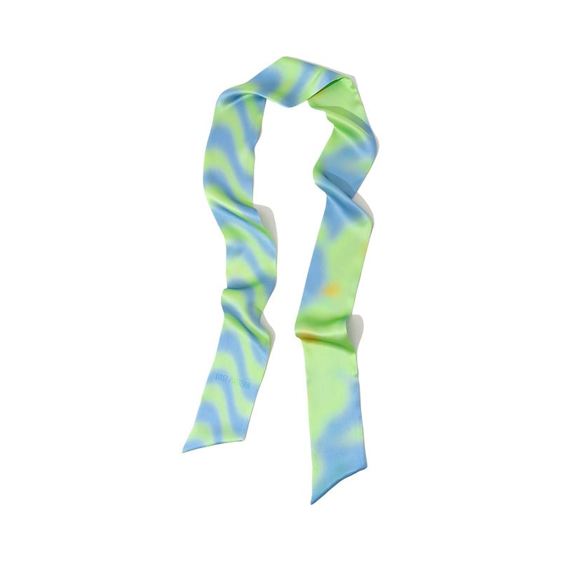 "Day Dream" Silk Neck Scarf - Green - Green - LOST PATTERN Silk Skinny Scarf