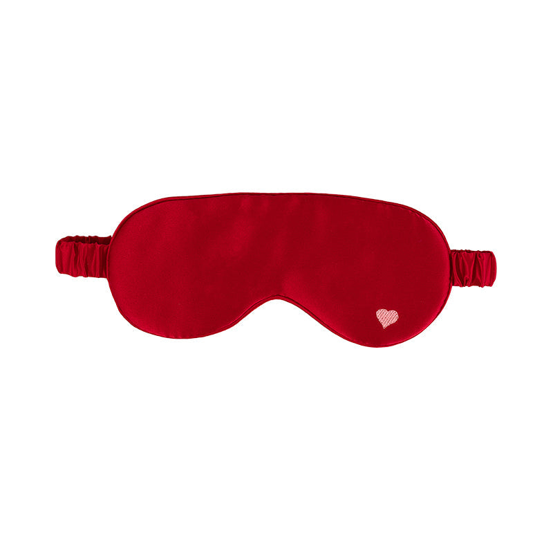 “Love Heart” Silk Sleep Eye Mask - Red - Red - LOST PATTERN Eye Masks