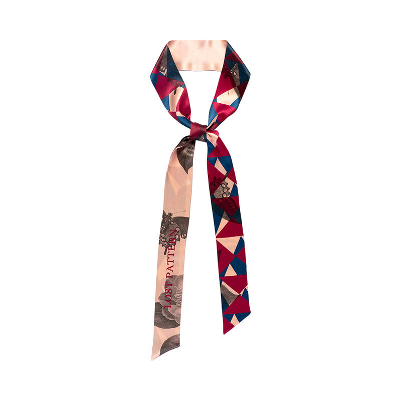 "Prism" Silk Skinny Scarf - Crimson Red - Crimson Red - LOST PATTERN Silk Skinny Scarf