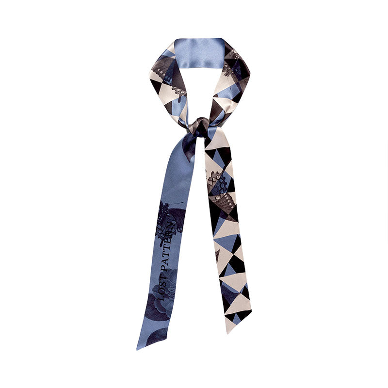 "Prism" Silk Skinny Scarf - blue - Blue - LOST PATTERN Silk Skinny Scarf