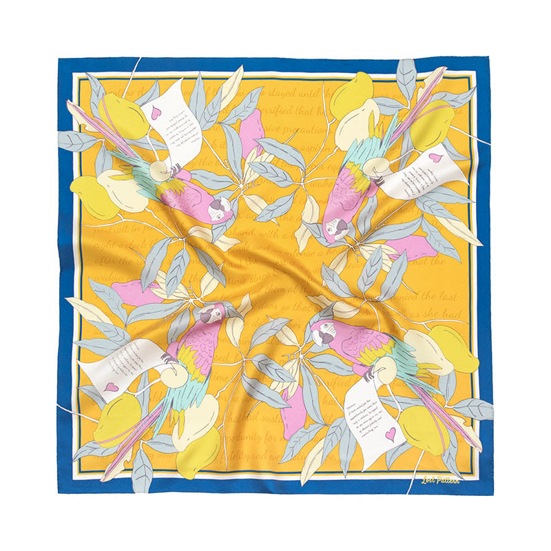 "El Amor" Silk Bandana - Yellow - Yellow - LOST PATTERN Silk Square Scarf