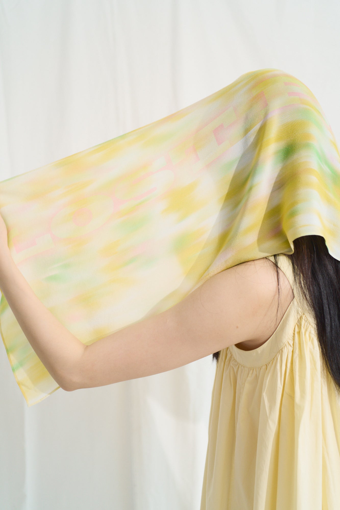 "Day Dream" Silk Long Scarf - Yellow - LOST PATTERN Silk Shawl