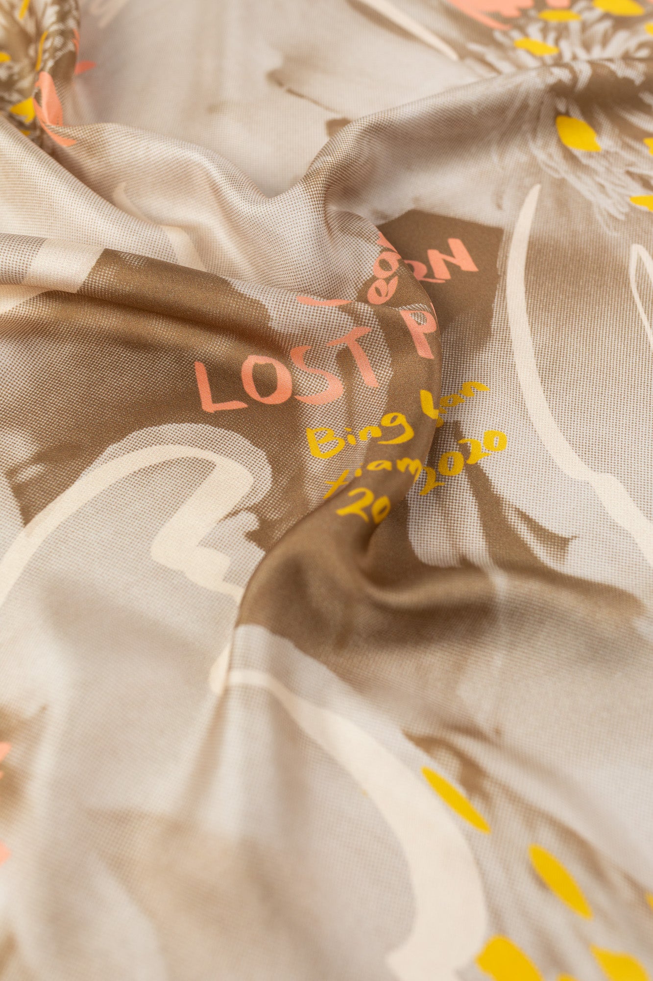 "Lost Peony" Silk Bandana - LOST PATTERN Silk Square Scarf