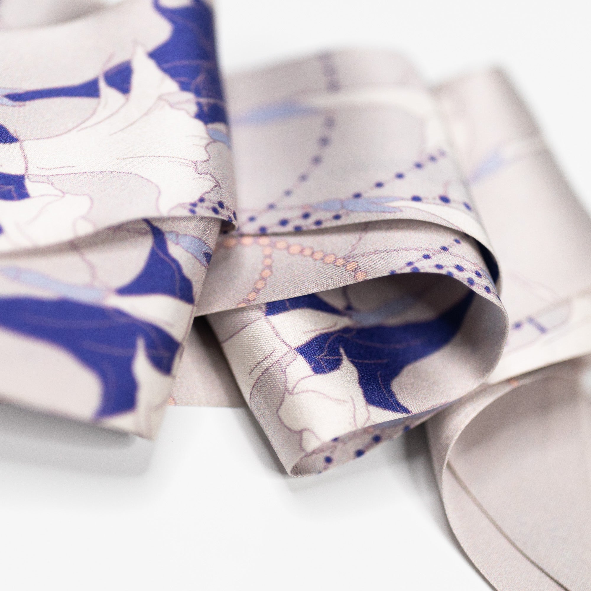 "Dadura" Silk Skinny Scarf - Silver Grey - LOST PATTERN Silk Skinny Scarf