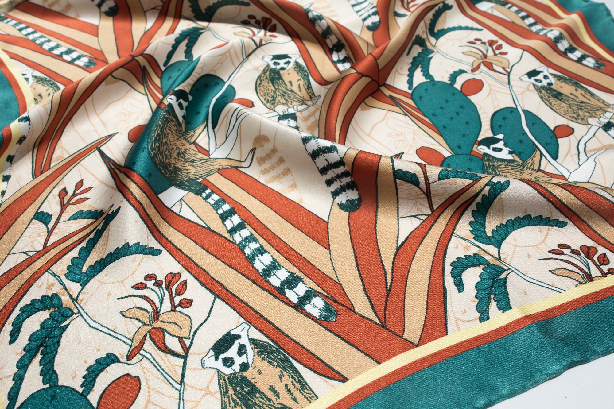 "Madagascar" Silk Bandana - LOST PATTERN Silk Square Scarf