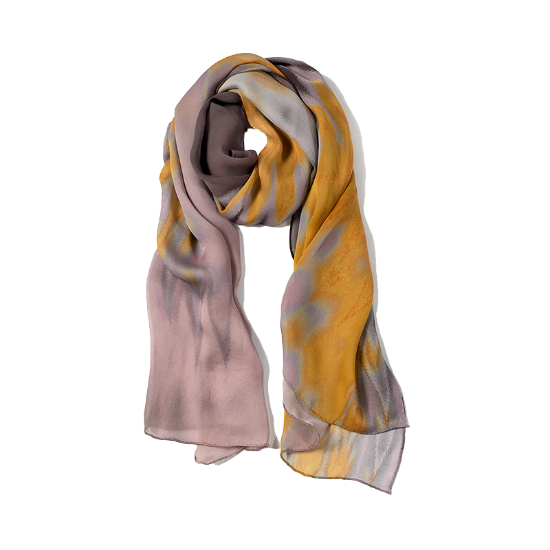 "Mist" Silk Chiffon Scarf - Yellow - Yellow - LOST PATTERN Silk Shawl