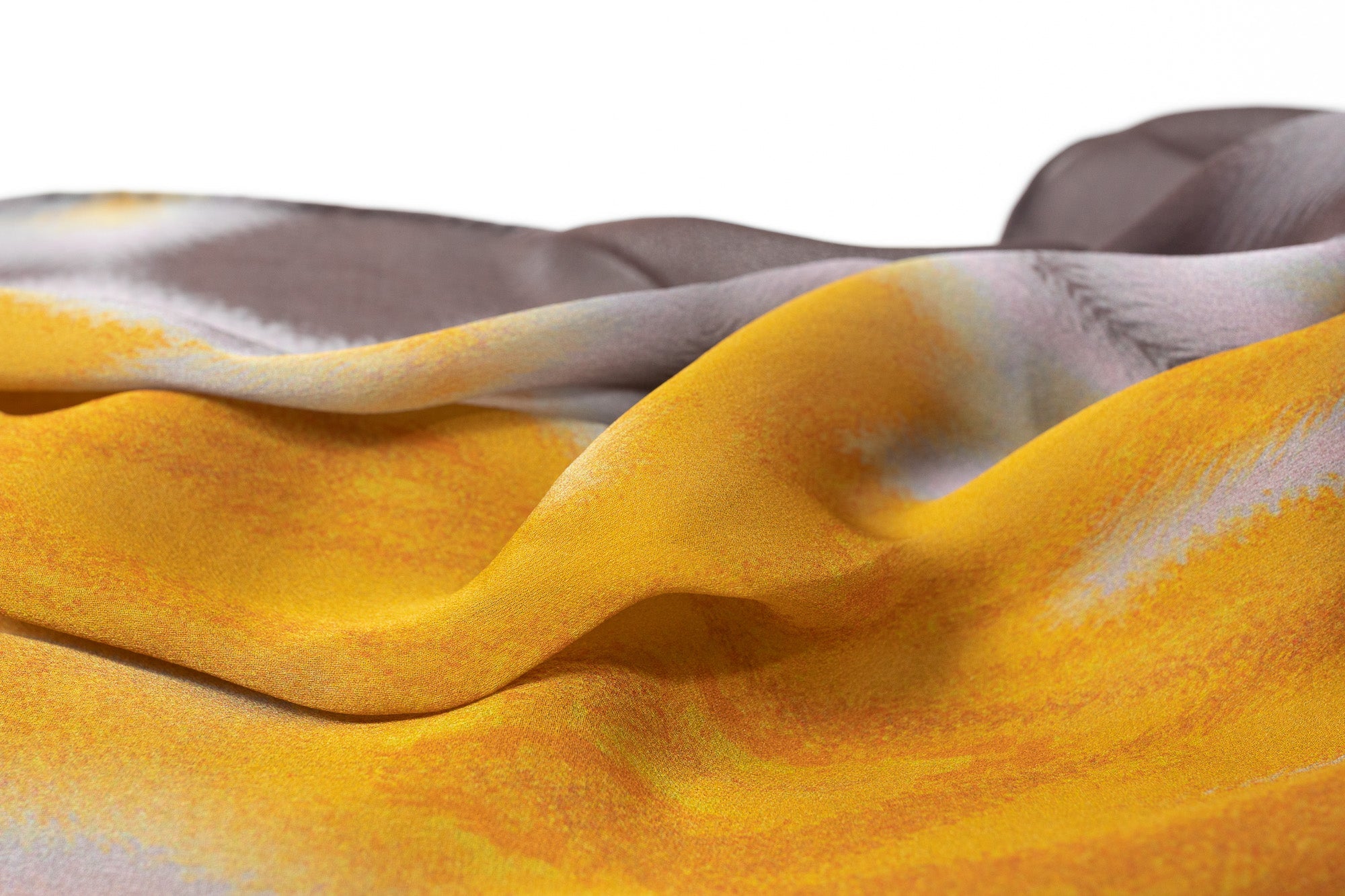 "Mist" Silk Chiffon Scarf - Yellow - LOST PATTERN Silk Shawl