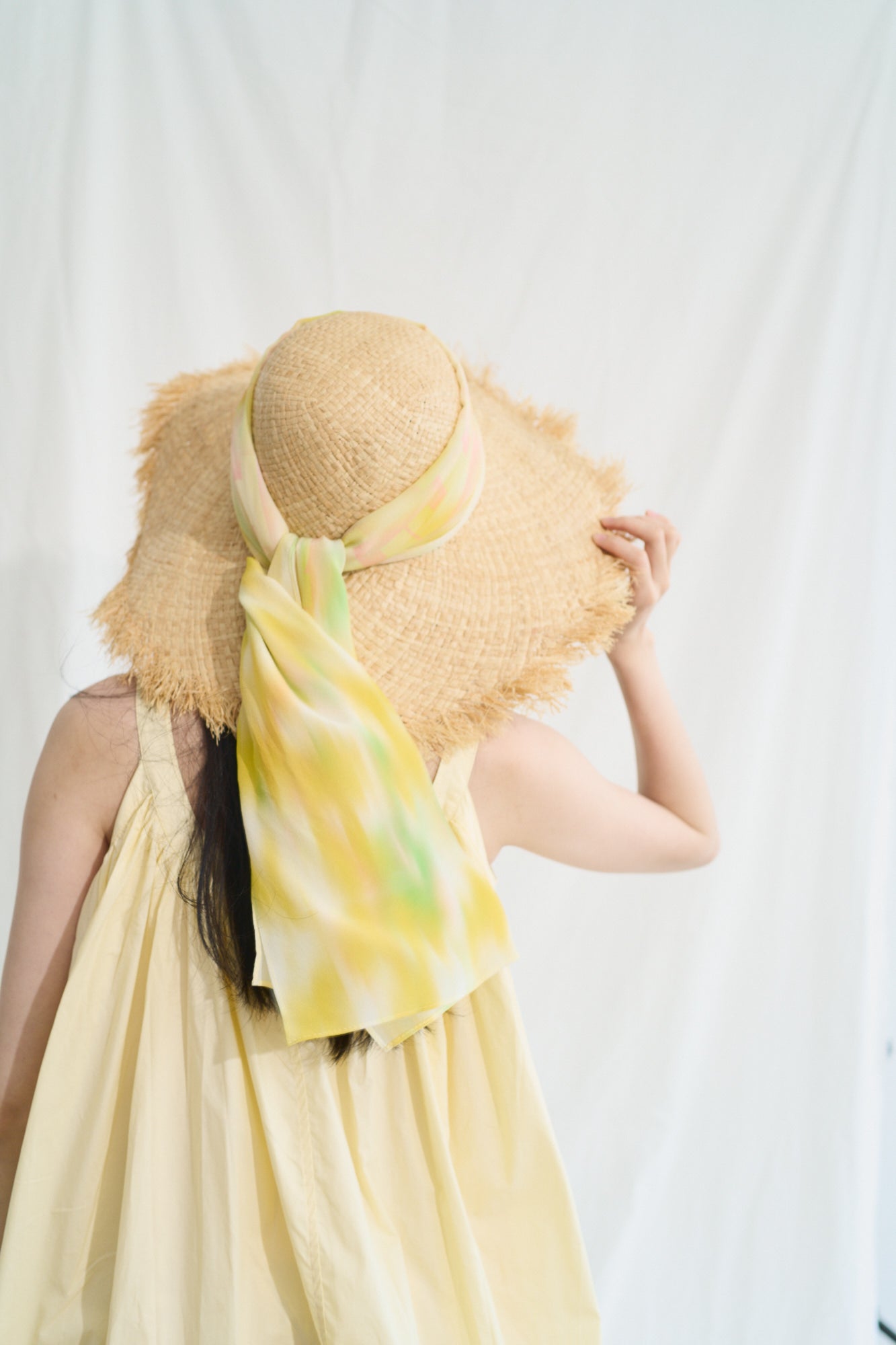 “Day Dream” Silk Long Scarf - Yellow - LOST PATTERN