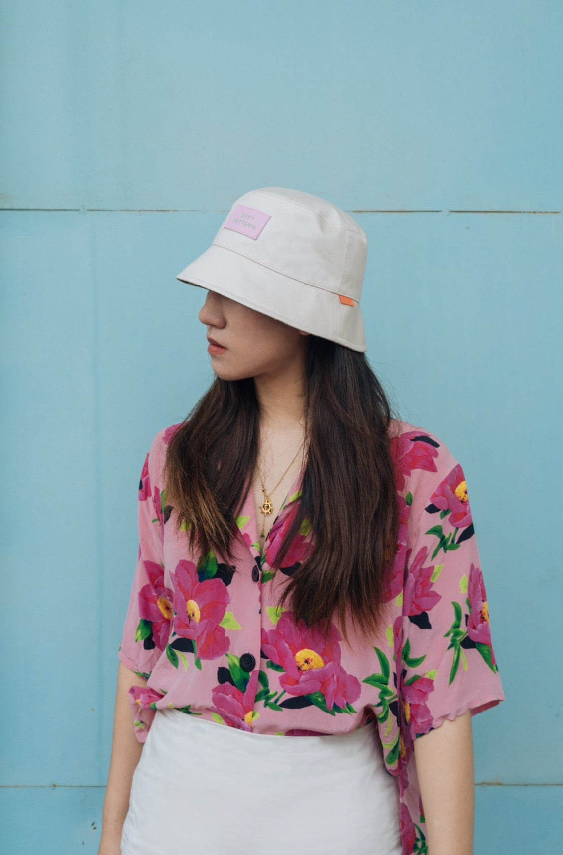 "Forest" Cotton Reversible Bucket Hat - Cream - LOST PATTERN Hats