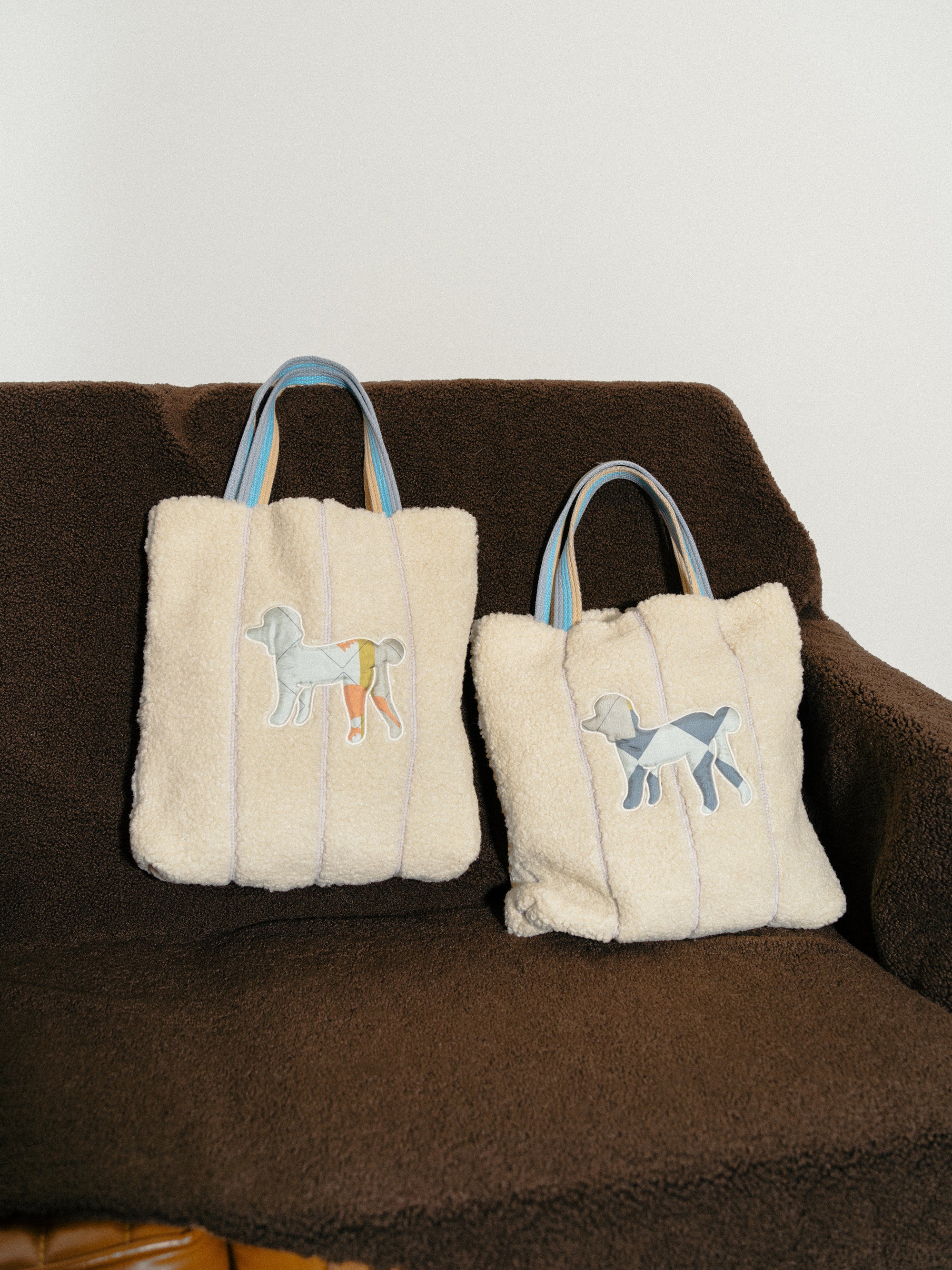 "Pan Pan" Shearling Tote Bag - White - LOST PATTERN Tote Bag