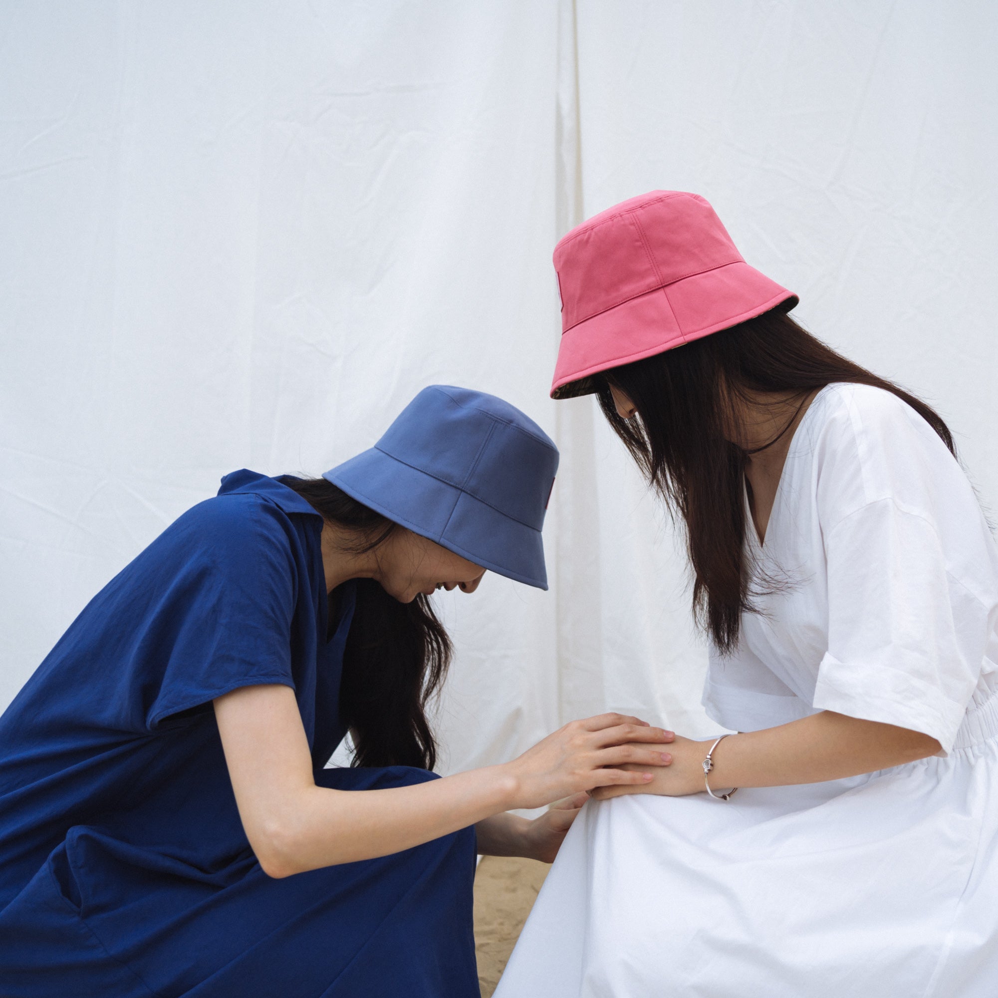 "Forest" Cotton Reversible Bucket Hat - Blue - LOST PATTERN Hats