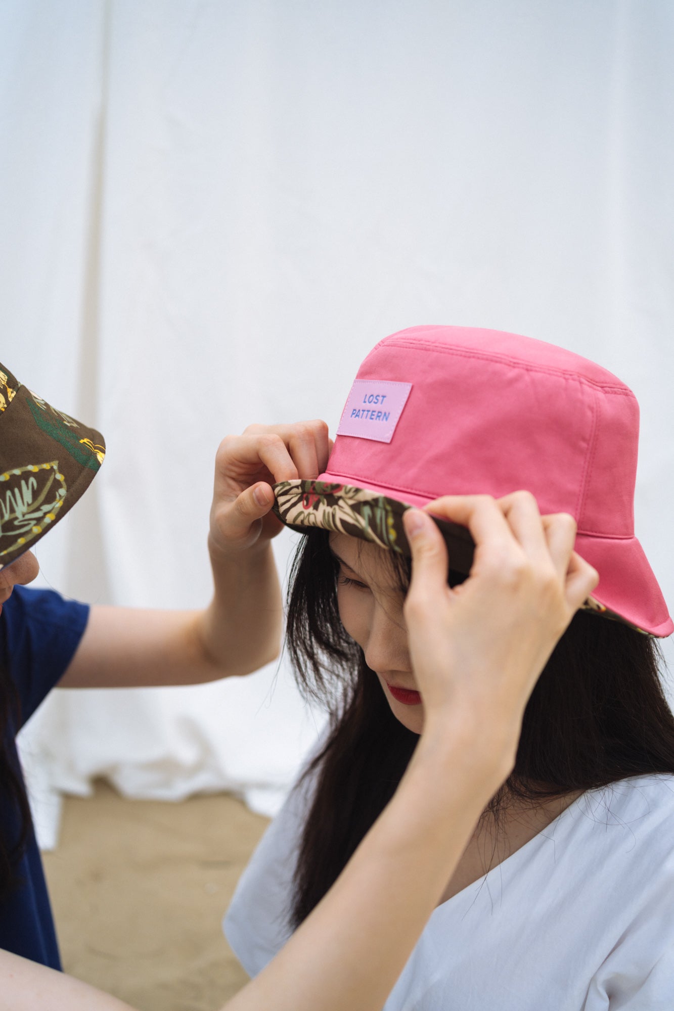 "Forest" Cotton Reversible Bucket Hat - Rose Red - LOST PATTERN Hats