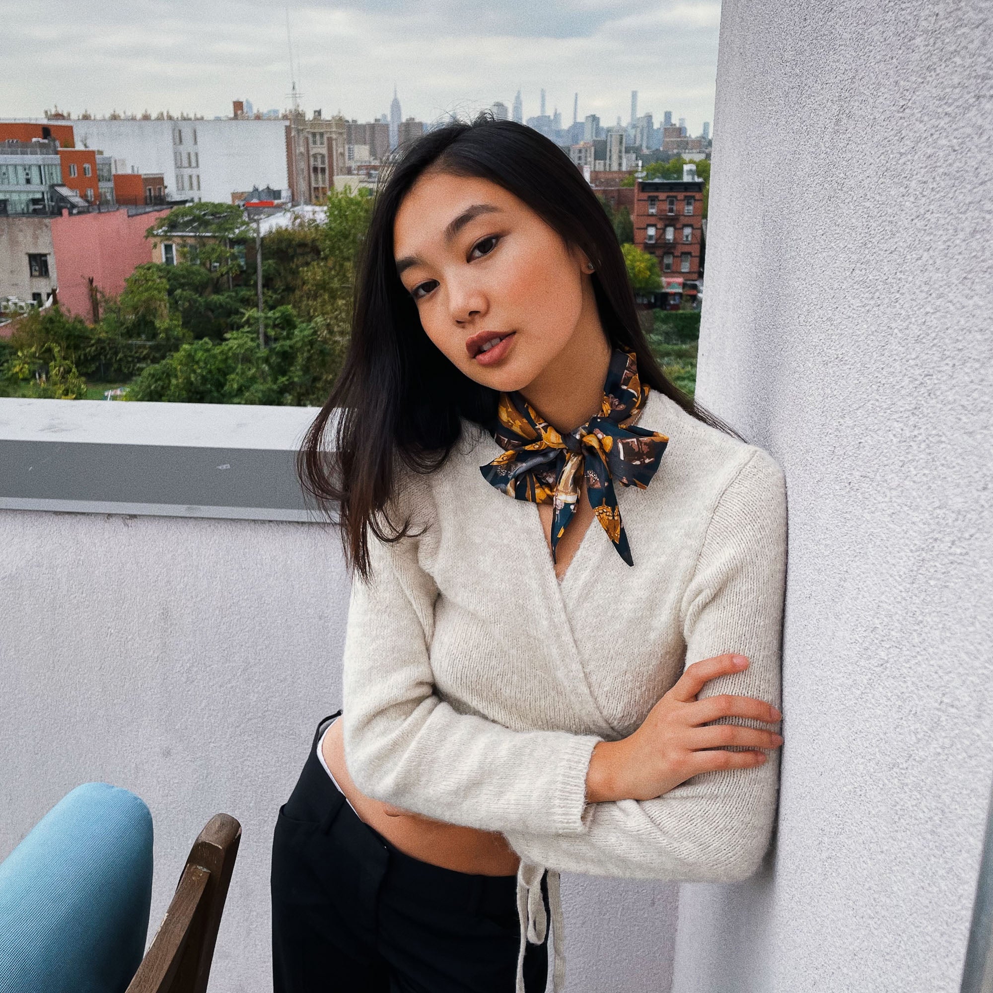 "Lady Butterfly" Silk Diamond Neckerchief - Jet Black - LOST PATTERN Silk Bandana