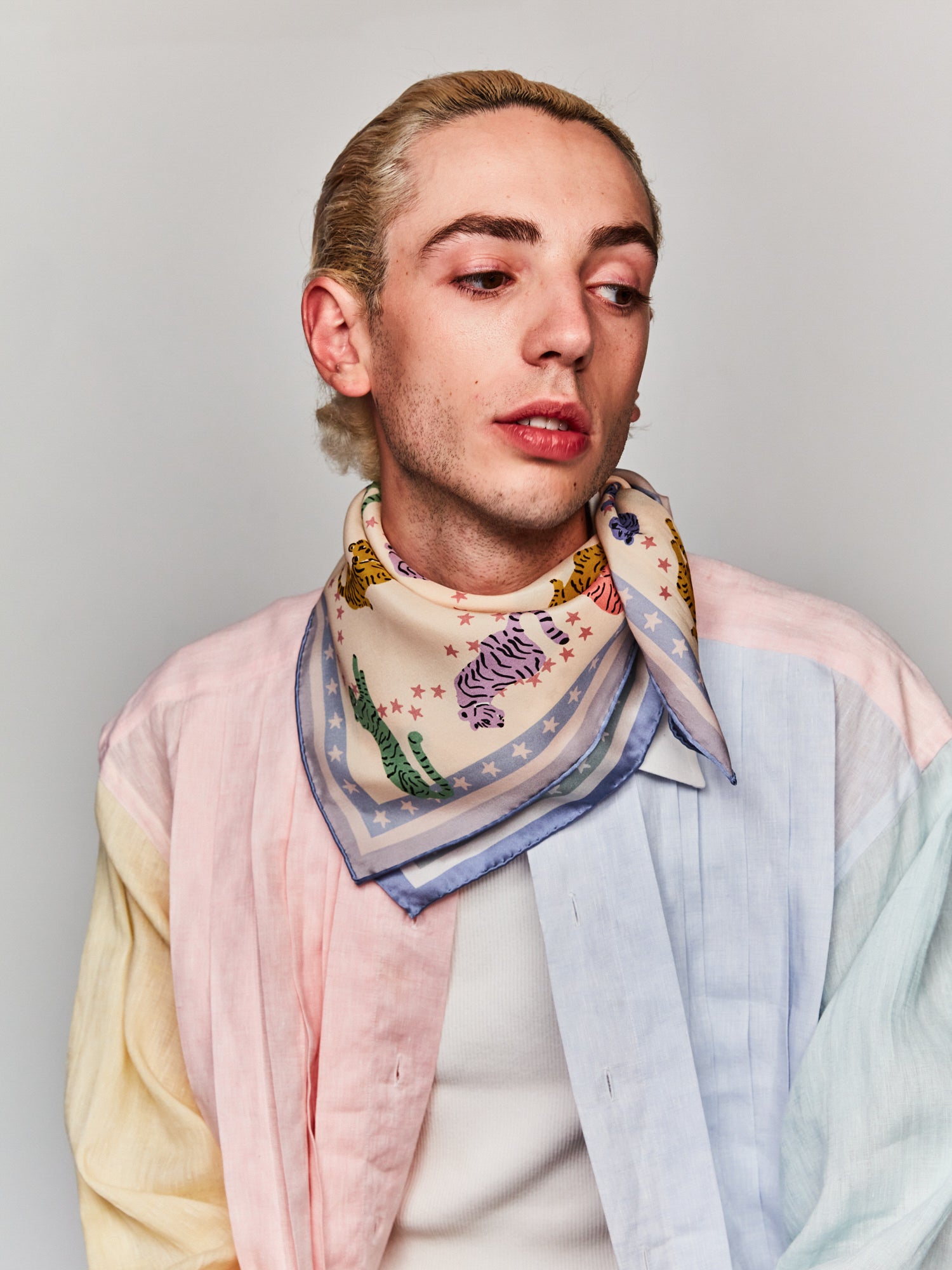 "Neon Tigers" Silk Bandana Scarf - LOST PATTERN Silk Square Scarf