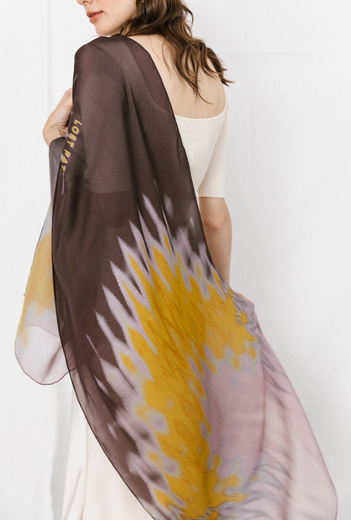 "Mist" Silk Chiffon Scarf - Yellow - LOST PATTERN Silk Shawl